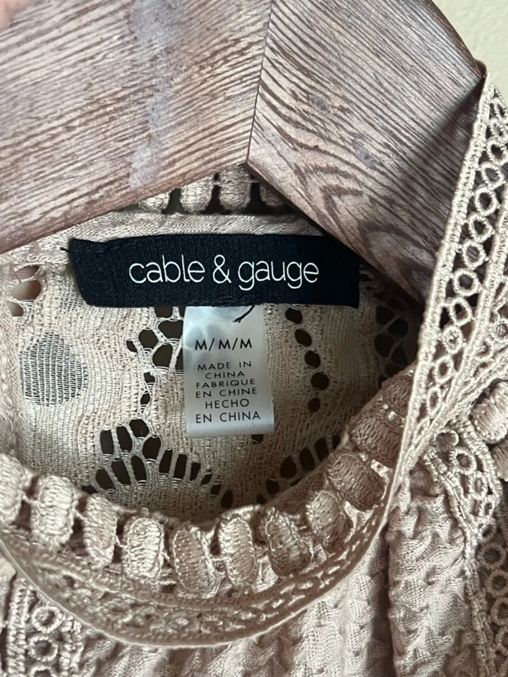 Cable & Gauge Lace Trim Sleeveless Top - Cream - Picture 2 of 4